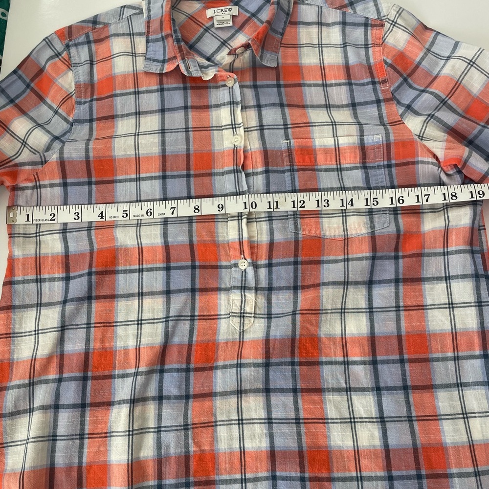 J. Crew Men's Orange and Blue Plaid Shirt - Picture 8 of 9